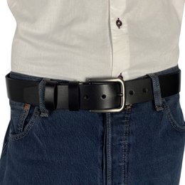 Men's or Women's Belt Black Italian Leather - 4 cm Wide Casual Leather Women's Belt Or Men's Belt