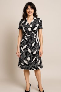 Mid-length Qoralu Dress Fluid V-neck V-neck with belt-French manufacturing