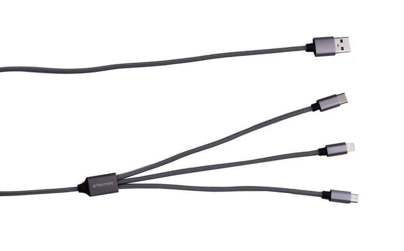 Cable USB 1M +3 Embouts (Type C + Micro USB + IPHONE)