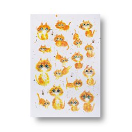 Colorful watercolor cat postcards featuring a variety of cat designs in different poses and expressions. The postcards are suitable for sending to friends or using as decorative elements.