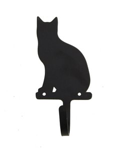 Haakje Kat zittend zwart metaal