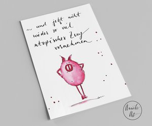 New Year's card with saying | and don't do so much utopian stuff again | Lucky pig | New Year's Eve