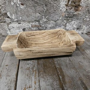 Wood trog dubbel handvat 46x23x10cm (19511)
