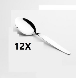 Set von 12 x Dessertlöffel vibrierte Edelstahl -Liso -Liso
