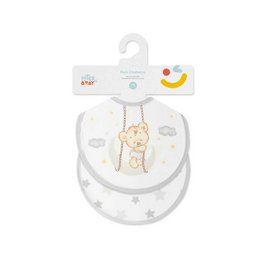 PACK 2 BIBS - 20X20 - OSITO LUNA ESTRELLAS - GRAY