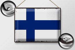 Tin Sign Flag Finland 40x30cm Retro Flag of Finland