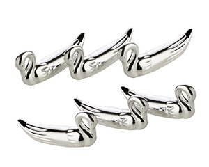 EDZARD 6er Set Messerbank Messerbänkchen Schwan, Länge 7 cm, edel versilbert