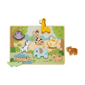 Kinder-Puzzle-Sortierer aus Holz mit Tieren