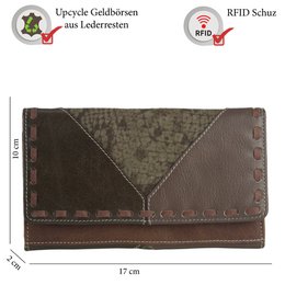 Cartera de mujer Sunsa. monedero de cuero. Cartera con protección RFID. Cartera sostenible hecha con retales de cuero. Cartera de mujer grande con muchos compartimentos para tarjetas de crédito: cartera/cartera para mujer, la mejor idea de regalo.