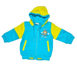 Organic sweat jacket for boys organic cotton, yellow-blue