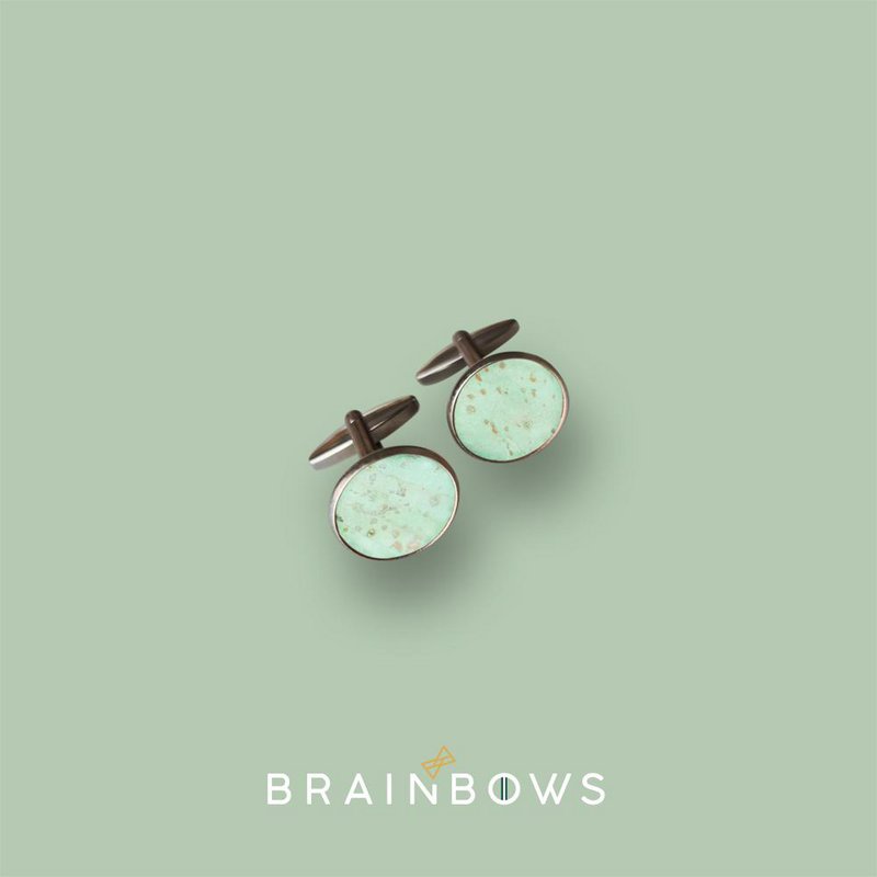 stainless steel CUFFLINKS with cork fabric