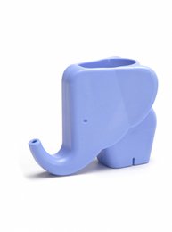 Light blue elephant-shaped dish rack with a curved trunk and rounded body.