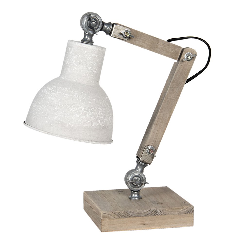 Bureaulamp 15x15x47 cm Beige Hout Tafellamp