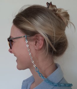 Glasses cord Stykki Light blue Acrylic silver