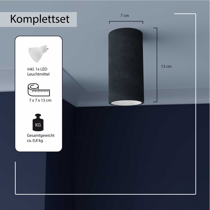 Loftslampe "Donoma" betonlys Sort