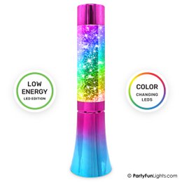  Colorful glitter tornado lamp with rainbow look, battery operated for kids' room night lights.
