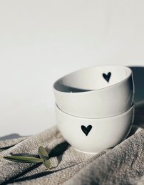 Dip Schale Porzellan Herz schwarz