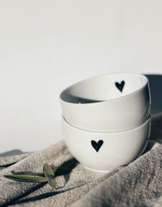 Dip Schale Porzellan Herz schwarz