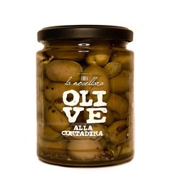 Peasant-style olives, 290 gr. Olives in a glass jar with a rustic, traditional appearance.