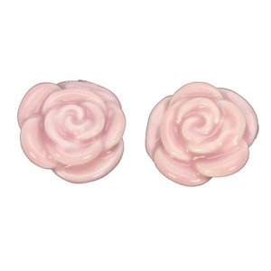 Earrings plug rose old pink enamel