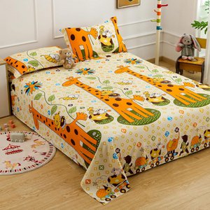 Kids Double Bed Sheet Set - 180 TC Microfiber - Baby Animals Print, 2 Pillow Covers