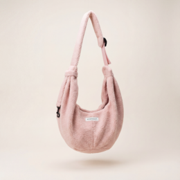  Pink soft fabric dog carrier, adjustable shoulder straps, small pet sling, cozy puppy transport bag