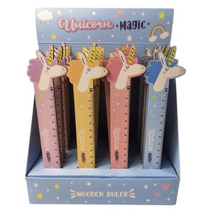 Unicorn Magic Shaped Top Wooden Ruler (15cm)
