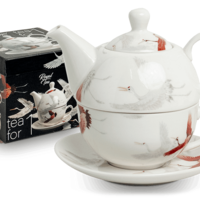 Edo Tea for One set, Crane White, giftbox