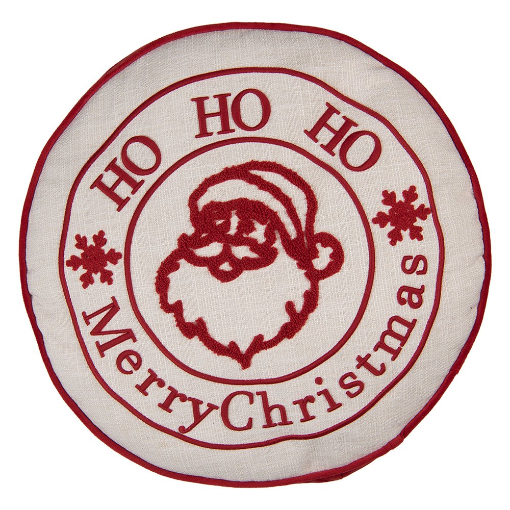 Sierkussen Ø 40x4 cm Wit Polyester Kerstman