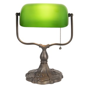 Bureaulamp Bankierslamp 27x20x36 cm Groen Bruin Metaal Tafellamp