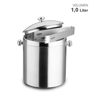 Eiswürfeleimer Edelstahl doppelwandig 1 Liter, inkl. Zange