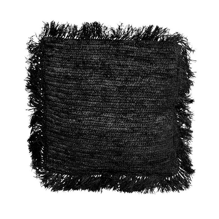 The Raffia Kussenhoes Vierkant - Zwart - 60x60