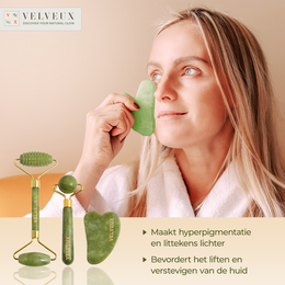 Jade roller gua sha ansigtsrulle 4 dele sæt