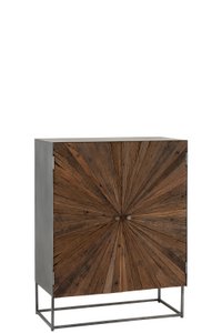 J-Line Schrank Shanil 2 Türen Holz/Eisen Natur/Grau