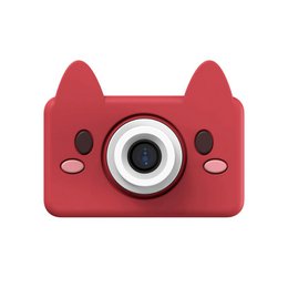  Red fox-shaped digital camera with cute ears, built-in screen, fun frames for kids.