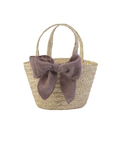 16518-P – Strohkorb mit Schleife – 100 % handgefertigt – SS 25