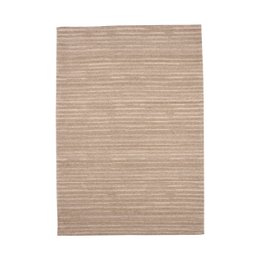  Taupe-colored wool area rug measuring 200x300 cm, featuring a textured striped pattern.