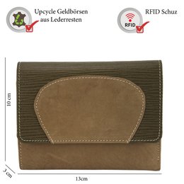 Sunsa damesportemonnee. Leren portemonnee. Portemonnee met RFID-bescherming. Portemonnee gemaakt van overgebleven leer. middelgrote portemonnee voor dames met veel creditcardvakjes - portemonnee voor dames, cadeau-idee