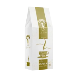 Arabica 250g coffee beans in a white and gold packaging. The product is categorized as Coffee Beans.
The key details that can be extracted from the image and product information are:
- Colors: White, gold
- Materials: Paper packaging
- Style: Simple, minimalist
- Shape: Rectangular package
- Product name: Arabica 250g
- Product category: Coffee Beans
This description provides enough information about the product's visual characteristics and category to enable semantic search for related products, such as other coffee bean varieties, packaging styles, or products featuring the word "Arabica".