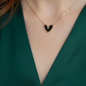 Dark Essence - Zwart Hart Ketting Goud - Waterdicht