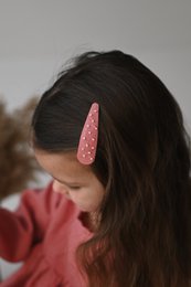 Haarspangen lachsrosa Blüte + Punkte