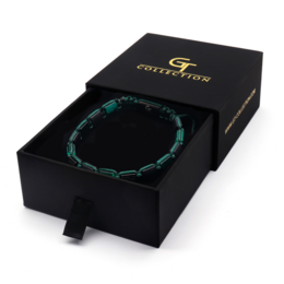 Green Tiger Eye voor heren, zwarte onyx platte kralenarmband