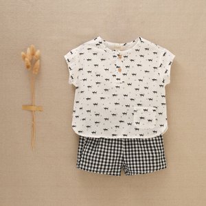 Baby-Jungen-Set mit bedrucktem Hemd und Vichy-Karo-Shorts I150-21319074