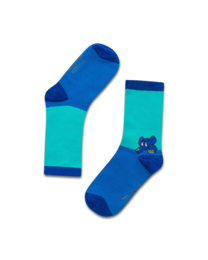 Colorful kids' socks with an elephant design in shades of blue, green, and navy.

The product is a pair of kids' socks featuring a playful elephant design. The socks come in a combination of blue, green, and navy colors, creating a vibrant and eye-catching look. The socks are suitable for children's feet sizes ranging from 23 to 46.