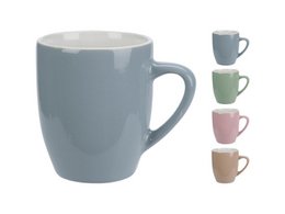  Pastel earthenware mug, 240ml, smooth ceramic cup, available in blue, green, pink, beige colors