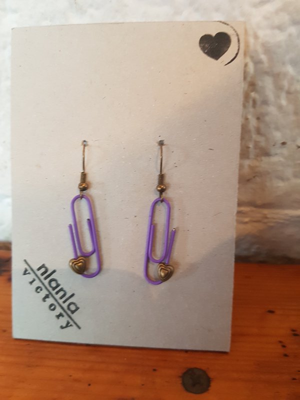 Purple Personalised Paperclip Earrings | by lovedbynlanla