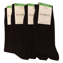 Bambocks Bambussocken 4-Paar schwarz / blau gepunktet