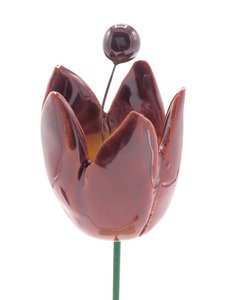 Tulp bloem keramiek rood 3cm