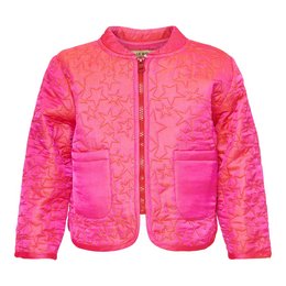 A bright pink, quilted jacket with a star pattern. The jacket has a zipper closure and is designed for children, likely in sizes ranging from 98-152 cm.