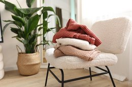 vaffel babytæppe linned/bomuld 100x120 cm brik